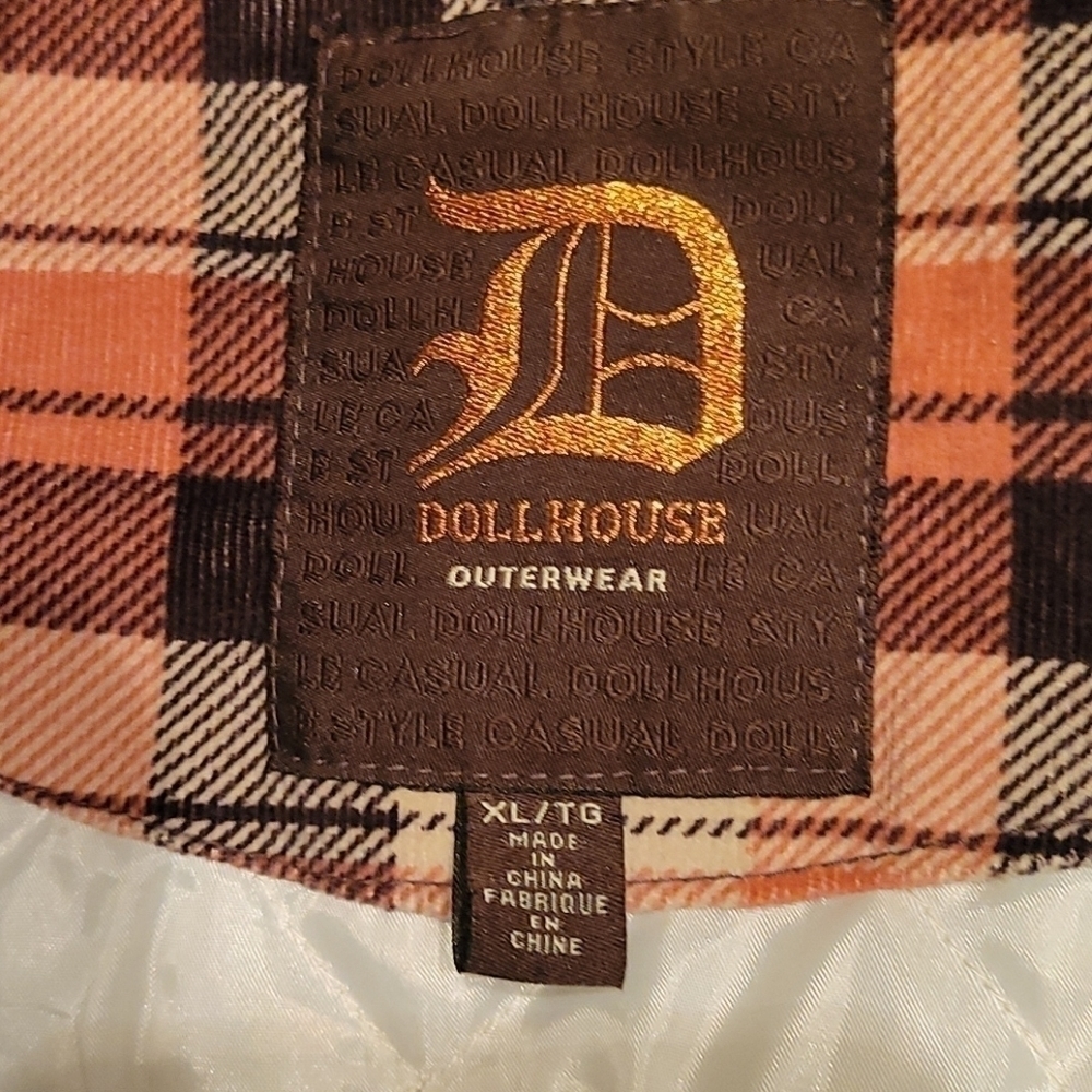 DOLLHOUSE Barbie Plaid Flannel Quilted Corduroy Zipper Gilet Vest - Picture 5 of 7